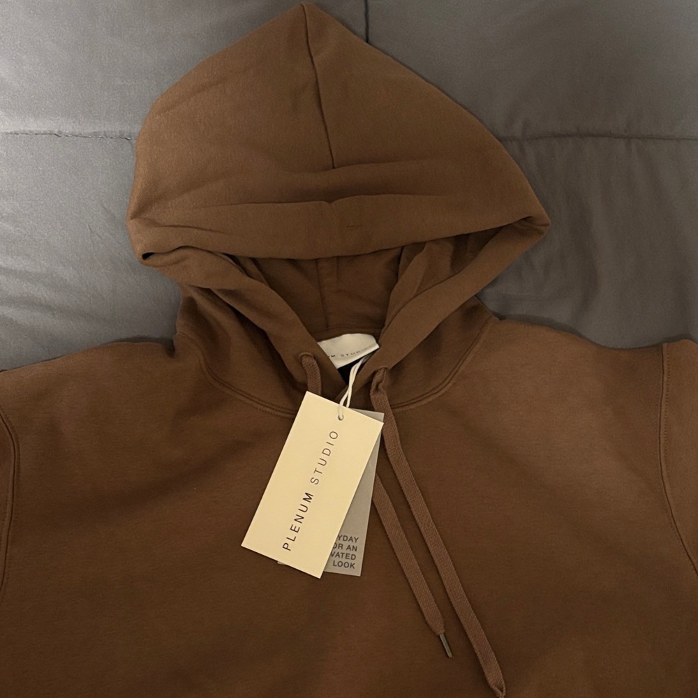 PLENUM STUDIO Brown Men's Hoodie Relaxed Fit
